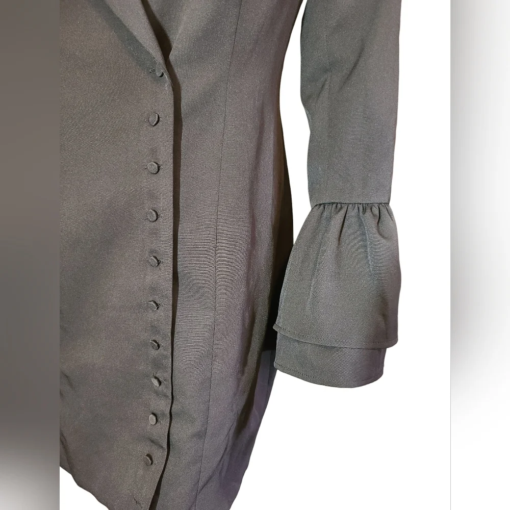 Missguided Jacket Dress Black Long Sleeved Button‎ Front Size 6 - Picture 4 of 14